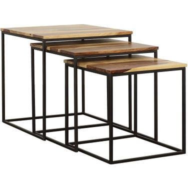 Belcourt 3-piece Square Nesting Tables Natural and Black