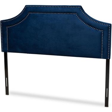 Baxton Studio Avignon Modern and Contemporary Navy Blue Velvet Fabric Upholstered King Size Headboard