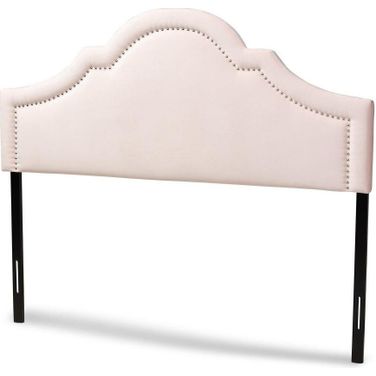 Baxton Studio Rita Modern and Contemporary Light Pink Velvet Fabric Upholstered Full Size Headboard
