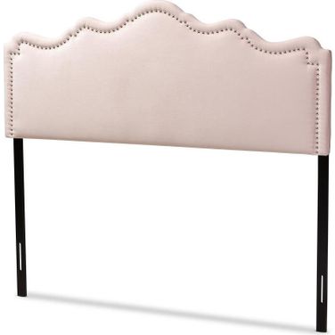 Baxton Studio Nadeen Modern and Contemporary Light Pink Velvet Fabric Upholstered Queen Size Headboard