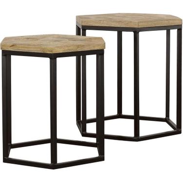 Adger 2-piece Hexagon Nesting Tables Natural and Black