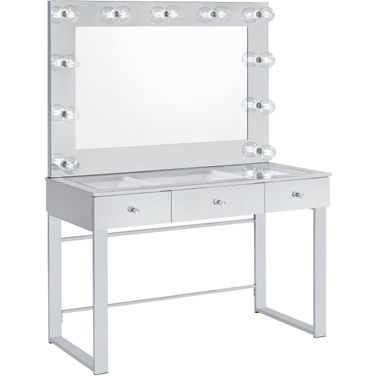 Umbridge 3-drawer Vanity with Lighting Chrome and White