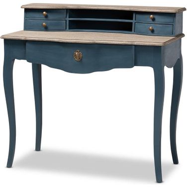 Baxton Studio Celestine French Provincial Blue Spruce Finished Wood Accent Writing Desk