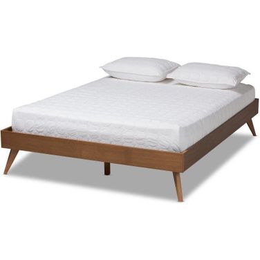 Baxton Studio Lissette Mid-Century Modern Walnut Brown Finished Wood Queen Size Platform Bed Frame