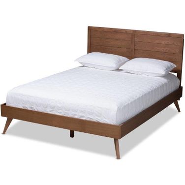 Baxton Studio Artemis Mid-Century Modern Walnut Brown Finished Wood King Size Platform Bed