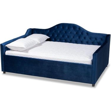 Baxton Studio Perry Modern and Contemporary Royal Blue Velvet Fabric Upholstered and Button Tufted Full Size Daybed