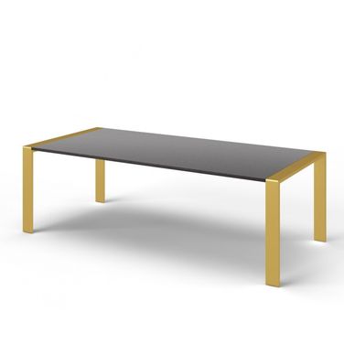 95 Inch Stainless Steel Dining Table In Gray and Brass