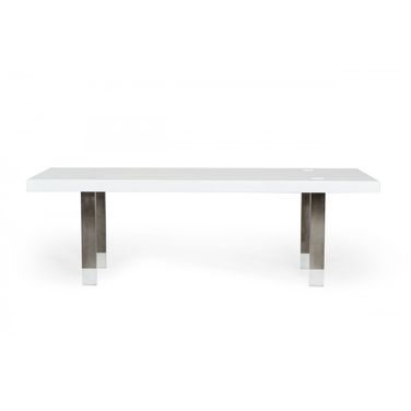 95 Inch Stainless Steel Dining Table In White and Gray