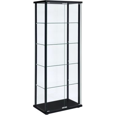 Delphinium 5-shelf Glass Curio Cabinet Black and Clear