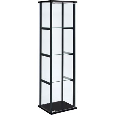 Cyclamen 4-shelf Glass Curio Cabinet Black and Clear