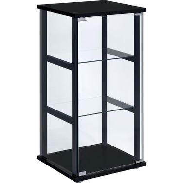 Cyclamen 3-shelf Glass Curio Cabinet Black and Clear