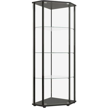 Zenobia Glass Shelf Curio Cabinet Clear and Black