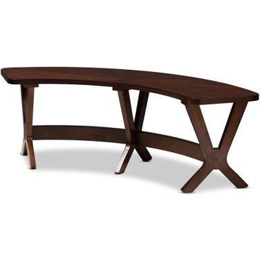Baxton Studio Berlin Mid-Century Modern Walnut Finished Wood Curved Dining Bench
