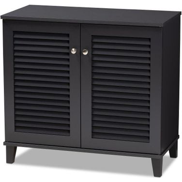 Baxton Studio Coolidge Modern and Contemporary Dark Grey Finished 4-Shelf Wood Shoe Storage Cabinet