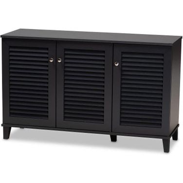 Baxton Studio Coolidge Modern and Contemporary Dark Grey Finished 8-Shelf Wood Shoe Storage Cabinet