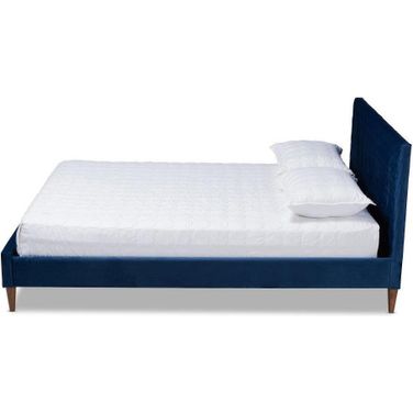 Baxton Studio Frida Glam and Luxe Royal Blue Velvet Fabric Upholstered Full Size Bed