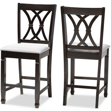 Baxton Studio Reneau Modern And Contemporary Gray Fabric Upholstered Espresso Brown Finished Wood Counter Height Pub Chair Set Of 2