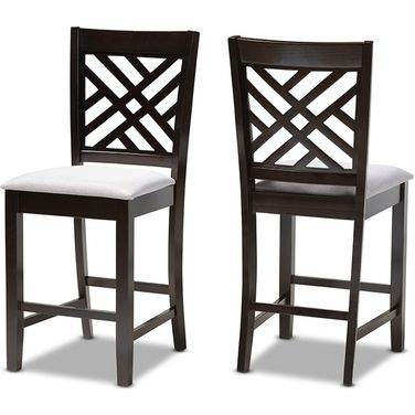 Baxton Studio Caron Modern And Contemporary Gray Fabric Upholstered Espresso Brown Finished Wood Counter Height Pub Chair Set Of 2