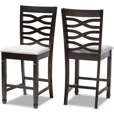 Baxton Studio Lanier Modern And Contemporary Gray Fabric Upholstered Espresso Brown Finished Wood Counter Height Pub Chair Set Of 2