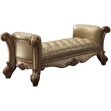 Acme Vendome Upholstered Bench in Gold Patina