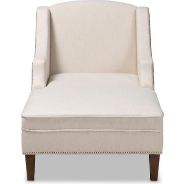 Baxton Studio Leonie Modern and Contemporary Beige Fabric Upholstered Wenge Brown Finished Chaise Lounge