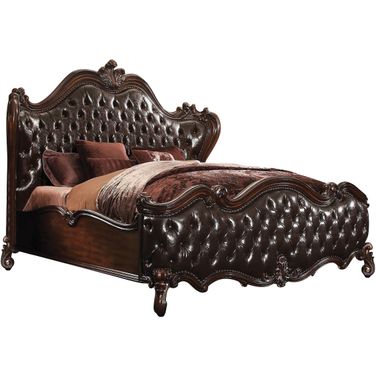 Acme Versailles Cal King Bed in D.Brown PU/Cherry Oak