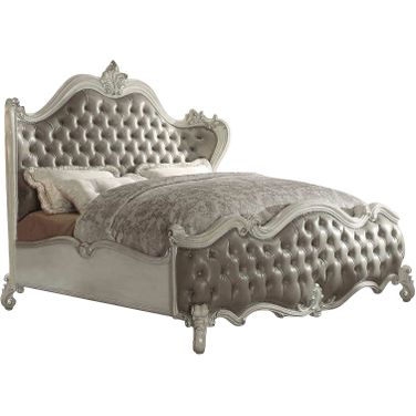 Acme Versailles Queen Bed in Vintage Gray PU/Bone White
