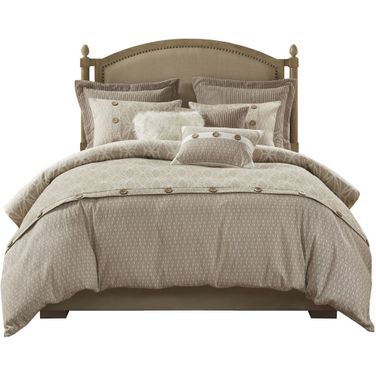 9 Piece Geometric Jacquard King Comforter Set In Taupe