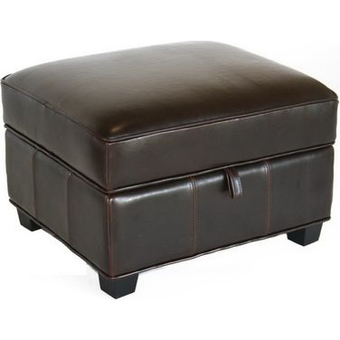 Baxton Studio Agustus Brown Leather Storage Ottoman