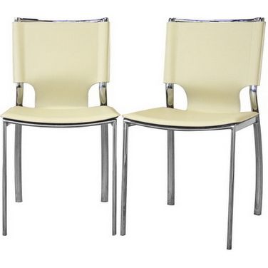 Baxton Studio Montclare Ivory Leather Modern Dining Chair (Set Of 2)