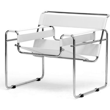 Baxton Studio Jericho Cream Leather Mid-Century Modern Accent Chair