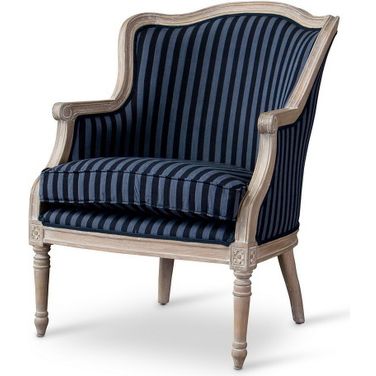 Baxton Studio Charlemagne Traditional French Black And Grey Striped Accent Chair