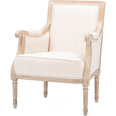 Baxton Studio Chavanon Wood and Light Beige Linen Traditional French Accent Chair