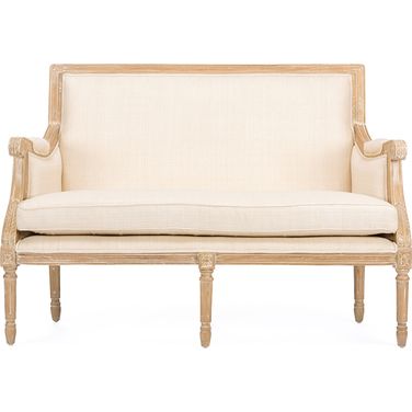Baxton Studio Chavanon Wood and Light Beige Linen Traditional French Loveseat