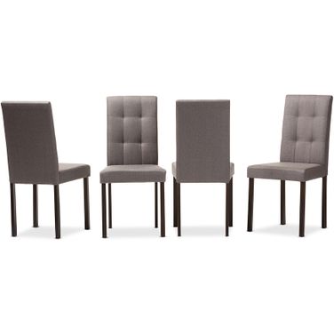 Baxton Studio Andrew Modern And Contemporary Grey Fabric Upholstered Grid-Tufting Dining Chair (Set Of 4)