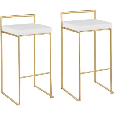 Fuji Antique White Velvet Stacker Barstool Set Of 2