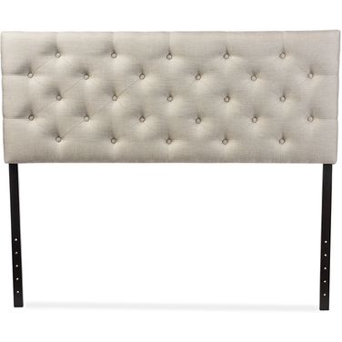 Baxton Studio Viviana Modern And Contemporary Light Beige Fabric Upholstered Button-Tufted Queen Size Headboard