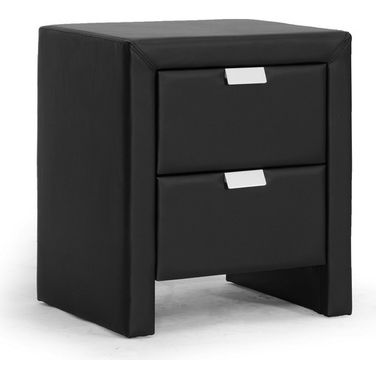 Baxton Studio Frey Black Upholstered Modern Nightstand