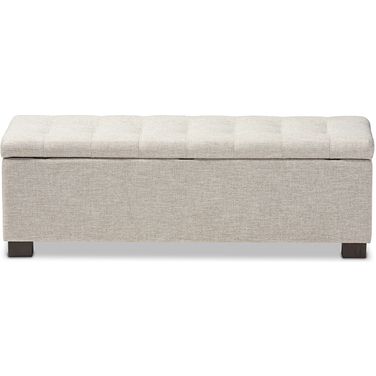 Baxton Studio Roanoke Modern And Contemporary Beige Fabric Upholstered Grid-Tufting Storage Ottoman Bench
