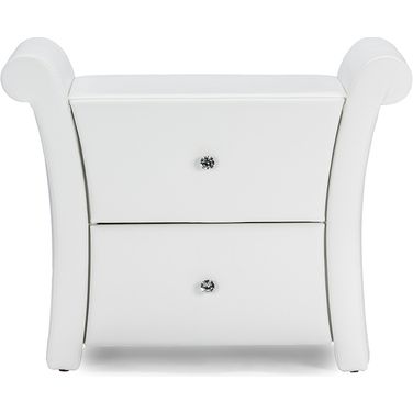 Baxton Studio Victoria Matte White Pu Leather 2 Storage Drawers Nightstand Bedside Table