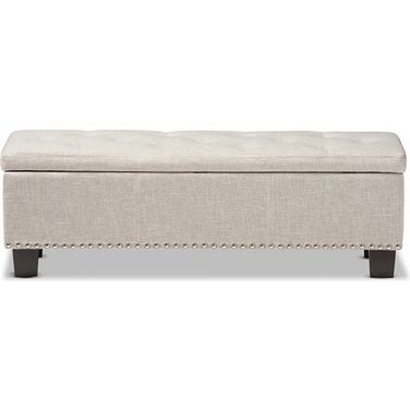Baxton Studio Hannah Modern And Contemporary Beige Fabric Upholstered Button-Tufting Storage Ottoman Bench