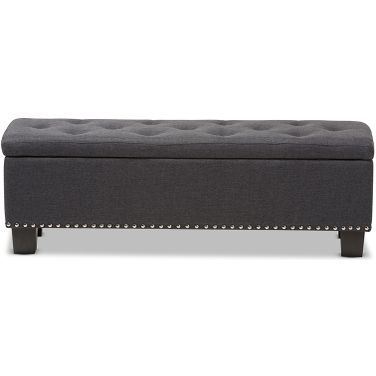 Baxton Studio Hannah Modern And Contemporary Dark Grey Fabric Upholstered Button-Tufting Storage Ottoman Bench