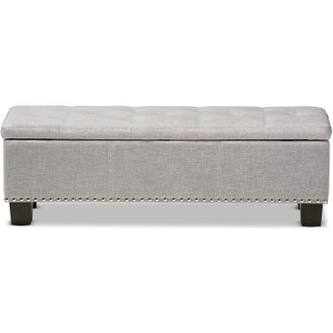 Baxton Studio Hannah Modern And Contemporary Grayish Beige Fabric Upholstered Button-Tufting Storage Ottoman Bench