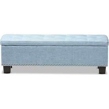 Baxton Studio Hannah Modern And Contemporary Light Blue Fabric Upholstered Button-Tufting Storage Ottoman Bench