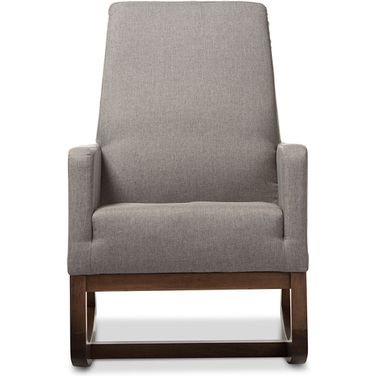 Baxton Studio Yashiya Mid-Century Retro Modern Grey Fabric Upholstered Rocking Chair