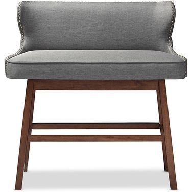 Baxton Studio Gradisca Modern And Contemporary Grey Fabric Button-Tufted Upholstered Bar Bench Banquette