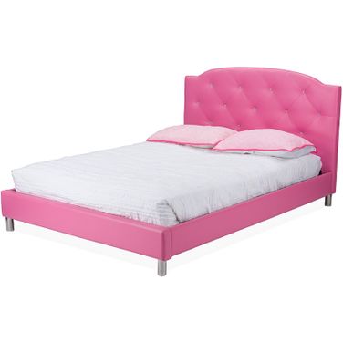 Baxton Studio Canterbury Pink Leather Contemporary Full-Size Bed