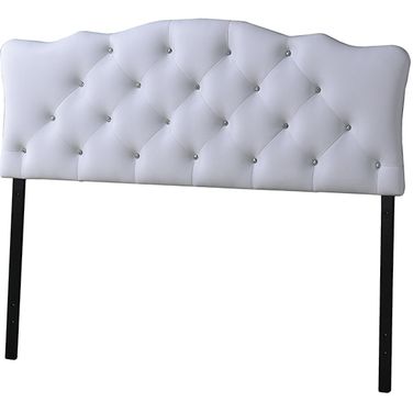 Baxton Studio Rita Modern And Contemporary Full Size White Faux Leather Upholstered Button-Tufted Scalloped Headboard