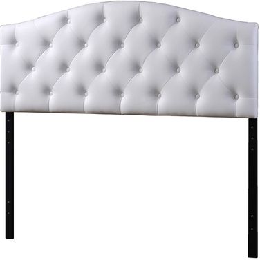 Baxton Studio Myra Modern And Contemporary Queen Size White Faux Leather Upholstered Button-Tufted Scalloped Headboard