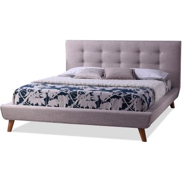 Baxton Studio Jonesy Scandinavian Style Mid-Century Beige Fabric Upholstered Queen Size Platform Bed